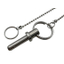 Ball lock pin with ultra-low head and anti-fall chain attached.