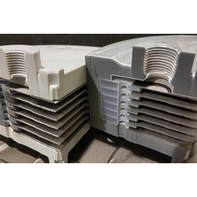 Water jet cutting of resin-metal composite products