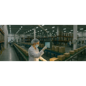 【サポートアーム活用例】物流倉庫のタッチパネル保持