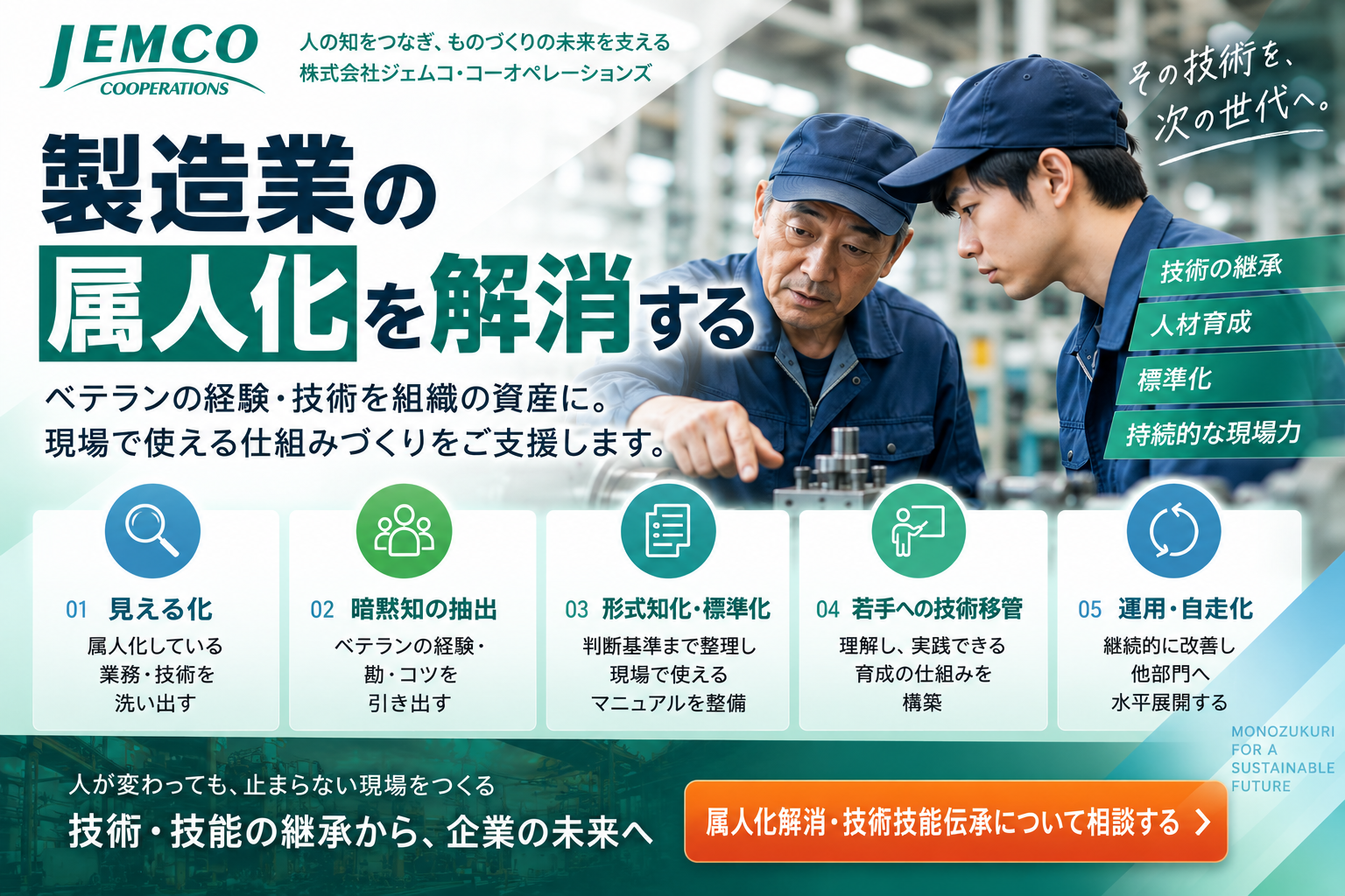 【工業用ゴム製品向け】製造業の属人化解消支援サービス