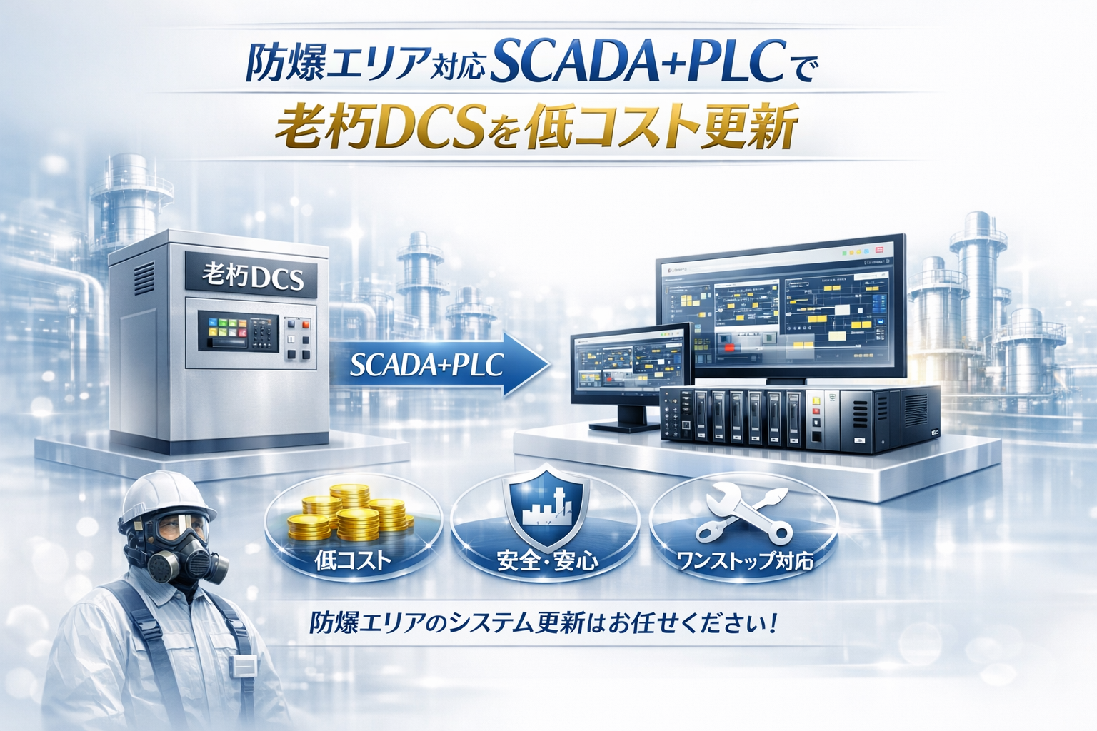 【化学プラント向け】制御盤改造からSCADA化まで一括対応