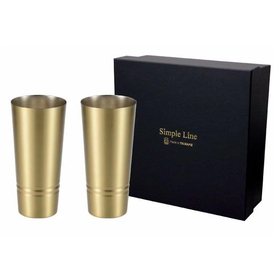 【シンプルライン】真鍮製ピルスナー420ml　2PCセット　貼箱
