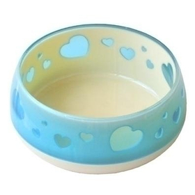 おいしく見えるワン食器　S　ハート 青 【犬猫用品】
