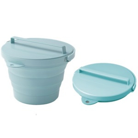 おりたためるバケツ8L　フタ付き　ミントグリーン I-642