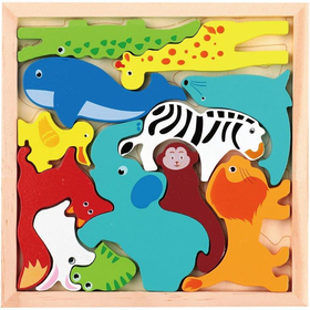 木製四角パズル どうぶつ 22005