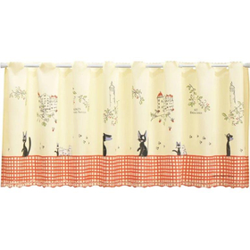 魔女の宅急便カフェカーテン（ジジのお散歩）