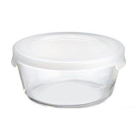 耐熱ガラス製保存容器・丸600　透明ホワイト MST-60-TW