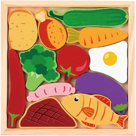 木製四角パズル たべもの 21919