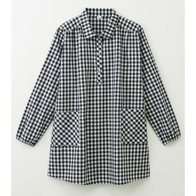 先染めかっぽうプルオーバーシャツ　ギンガムブラックLL-3L