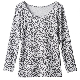 裏起毛あたたかレオパード柄　インナーグレー　M