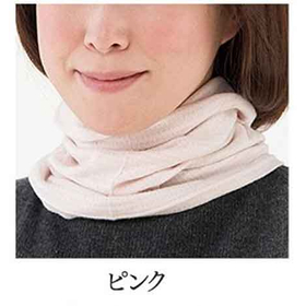 シルク綿ガーゼマスクネックウォーマーピンク