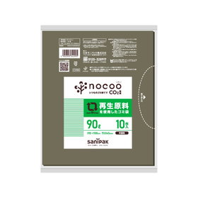 nocoo 再生原料を使用したゴミ袋 90L 半透明 10枚入