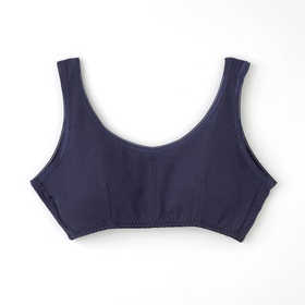 綿100%スムース編ソフトカップ付ブラ　ネイビー　M