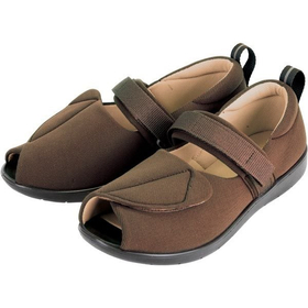 プラスハート  転びにくいシューズつま先なし L 茶 1足