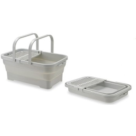 おりたためるバスケット15L　ちょい置きトレー付　グレー I-6