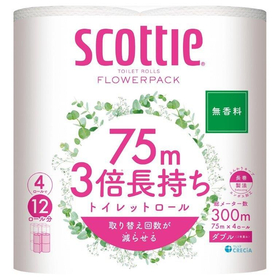 スコッティ フラワーパック　3倍長持ち　4ロール ダブル 無香料