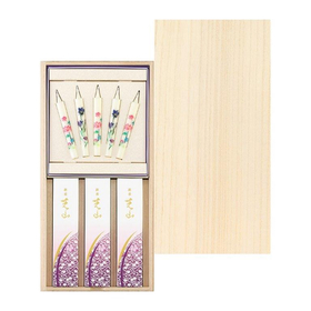 銘香芝山　桐箱絵ろうそく５本セット 【線香 セット商品】