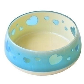 おいしく見えるワン食器　M　ハート 青 【犬猫用品】