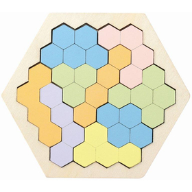 木製ヘキサゴンパズル パステルカラー 21651