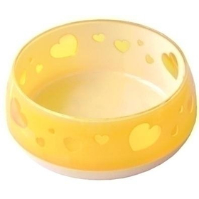 おいしく見えるワン食器　M　ハート 黄 【犬猫用品】