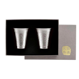 【霞～かすみ～】チタン冷酒カップ2PCセット　貼箱入 TW-12