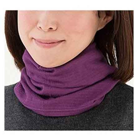 シルク綿ガーゼマスクネックウォーマーパープル