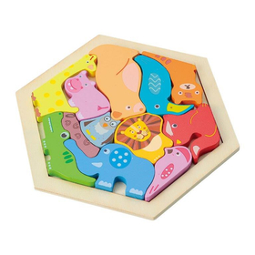 木製六角パズル どうぶつ 21424