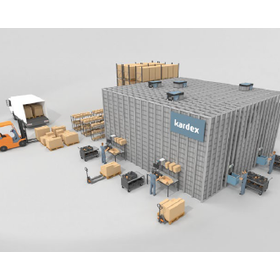 Just place it in that gap of the existing factory: Automatic warehouse 'StarterGrid'