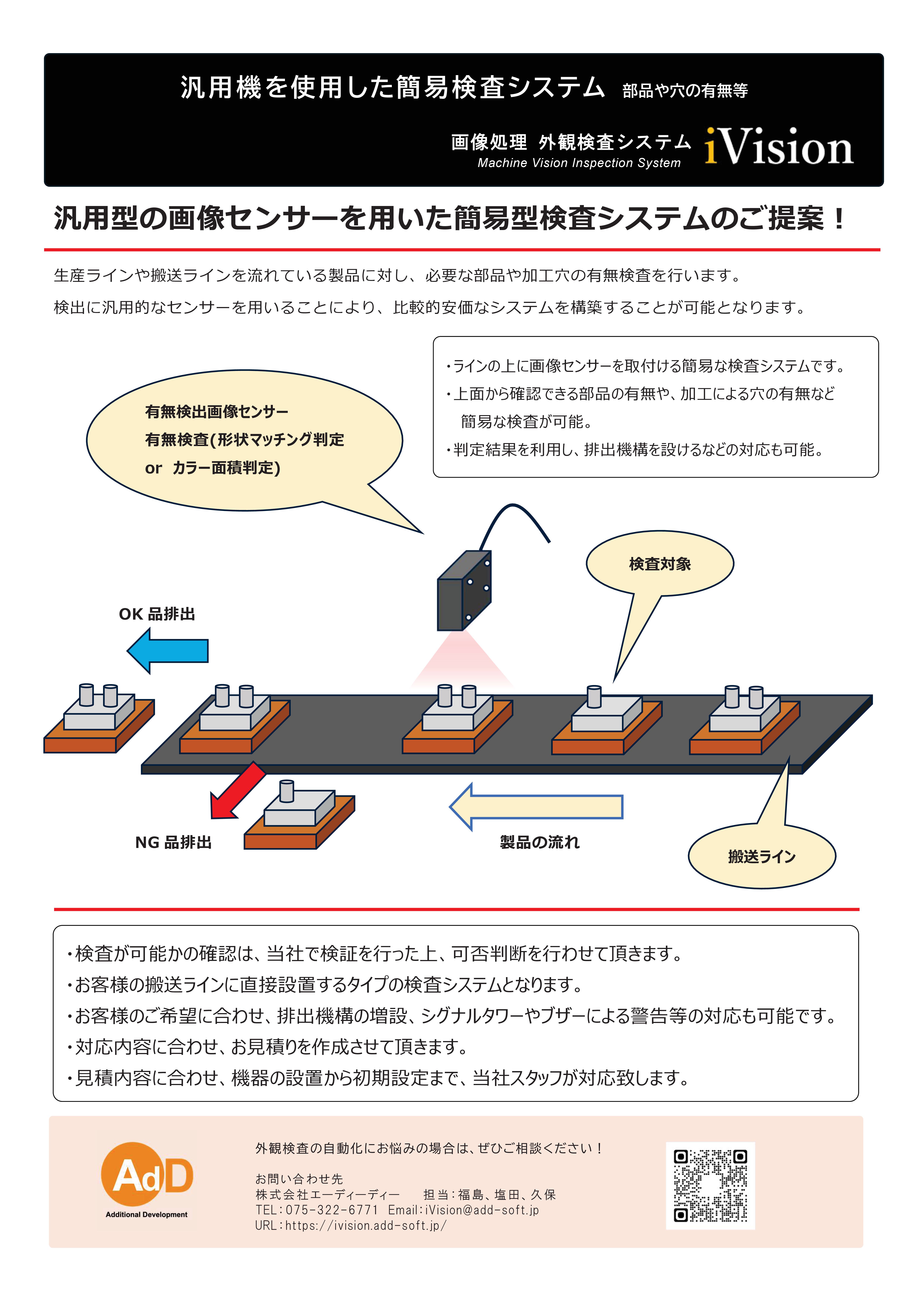 部品の付け忘れ、加工穴の有無など、簡易な目視検査を自動化します 