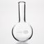 Round-bottom flask made of heat-resistant glass.
