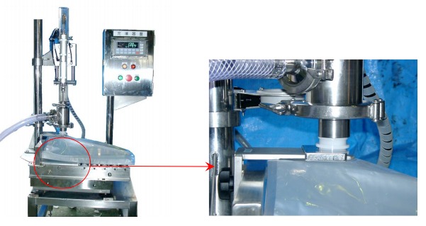 フィルムタイプBIB用密着型半自動充填機