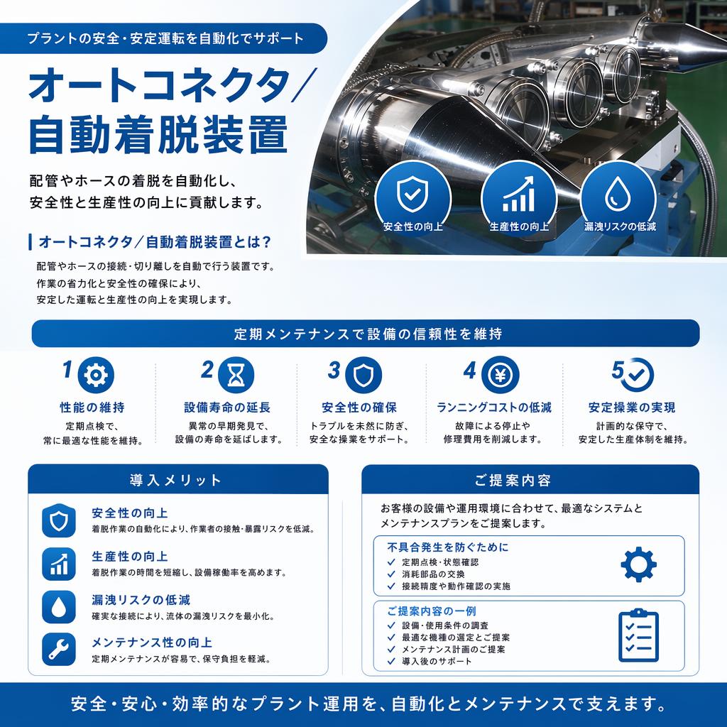 メンテナンス・改良・オーバーホール　のご提案【配管自動着脱装置】