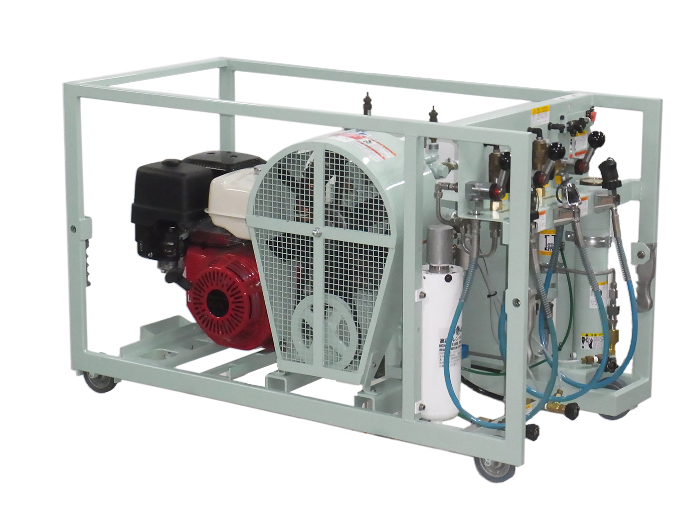 呼吸器用空冷式高圧コンプレッサー『移動式エンジンセット』