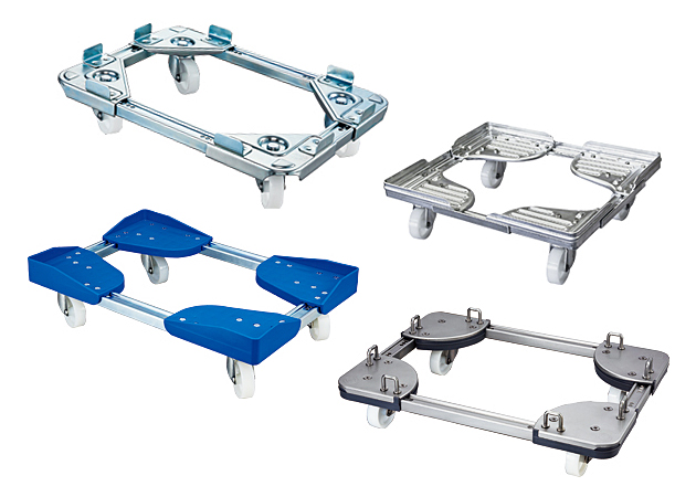 製薬工場で大活躍！ステンレス製で衛生的な伸縮自在のコンテナ台車