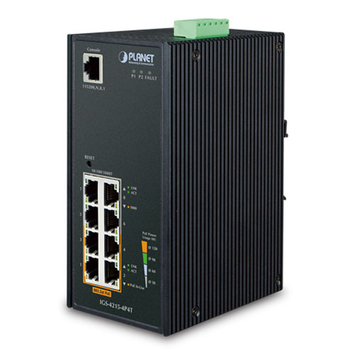 産業用PoEスイッチPLANET IGS-604HPT-M12 サンテックス | イプロス