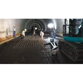 連続鉄筋コンクリート舗装用FKメッシュパネルの鉄筋敷設工程