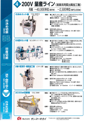 製品カタログ　窯業系同質出隅加工機（200V 量産ライン）