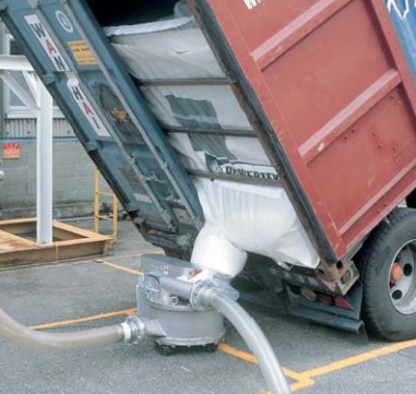 バルクライナー受入・搬送設備『低床型ピアットフィーダ』