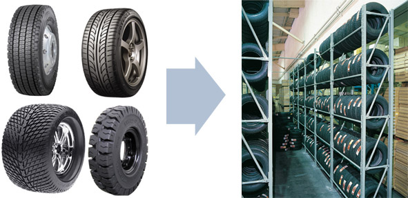 パレットラックにタイヤを大量収納【業務用タイヤラック】