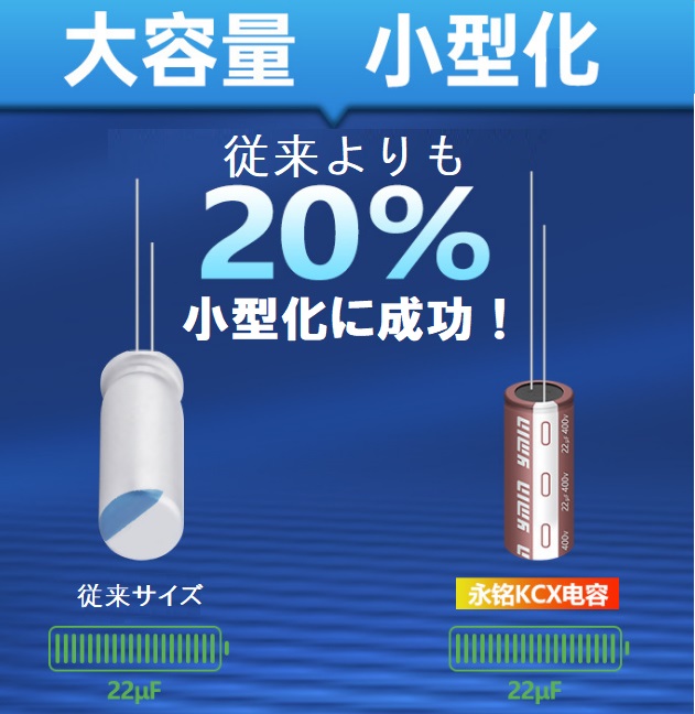 超小型 400V 22uF φ8×18mm 電解コンデンサ アンテナテクノロジー