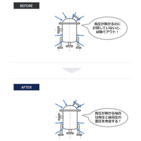 設計圧に負圧がある場合の圧力容器設計のトラブル防止