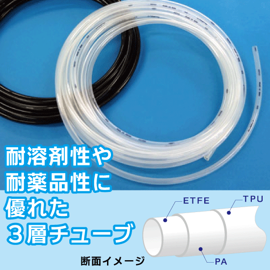 柔軟性と耐薬品性に優れた３層チューブ『アラメックＦＵチューブ』