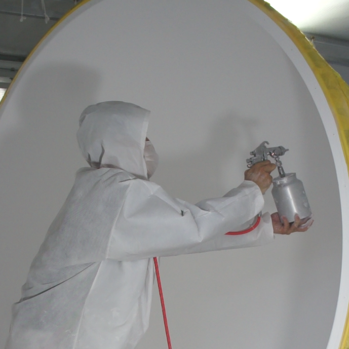 積分球再塗装作業　3インチφ75mm