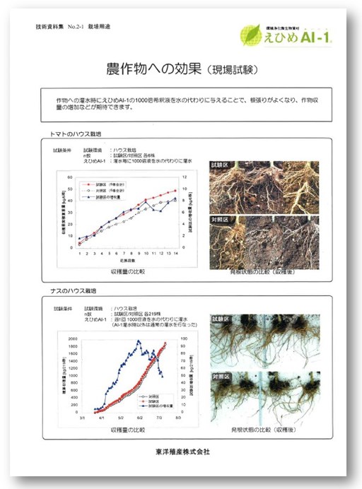 えひめAI-1 技術資料】農作物への効果（現場試験） 東レコムズ愛媛