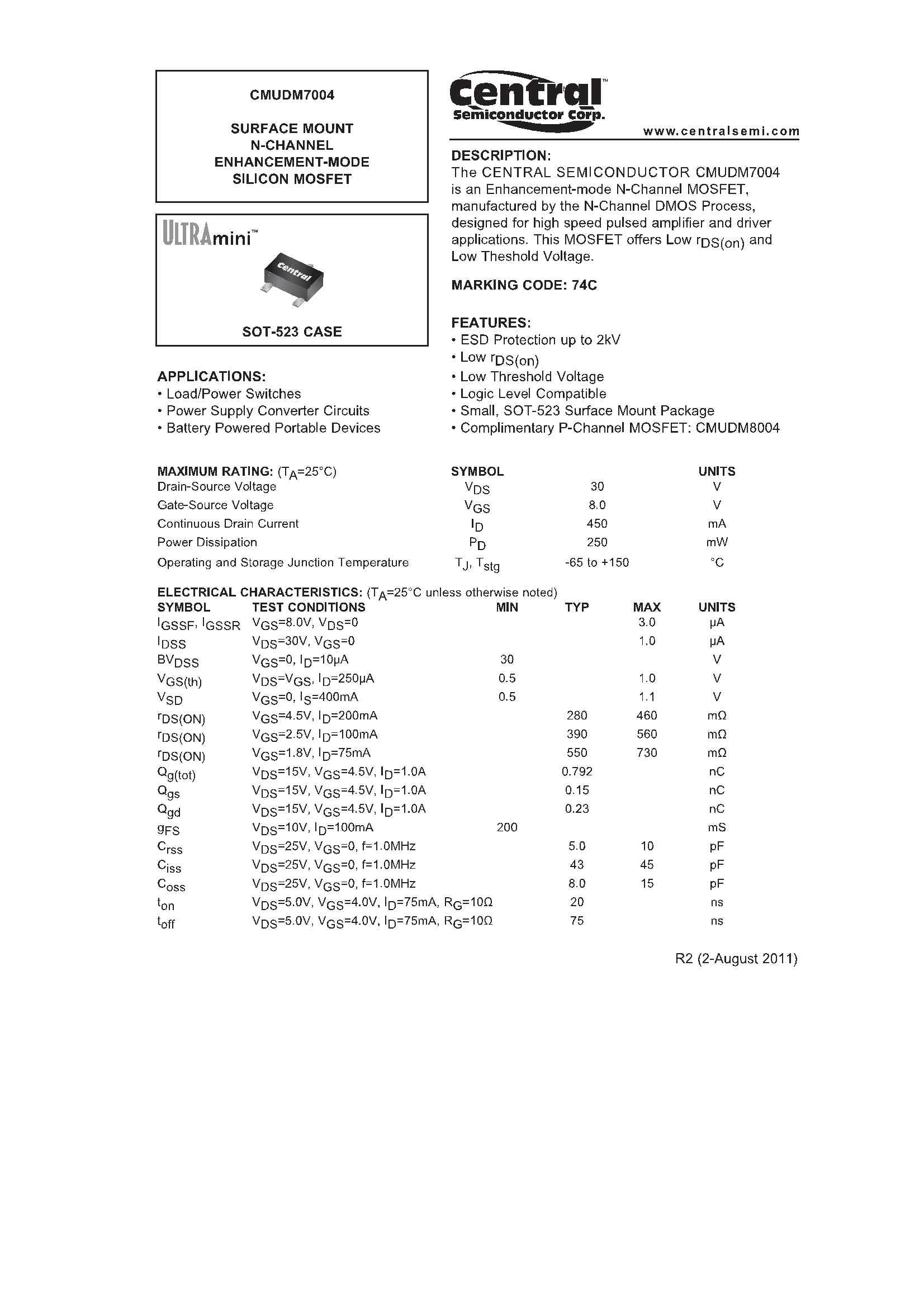 CMUDM7004 MOSFET
