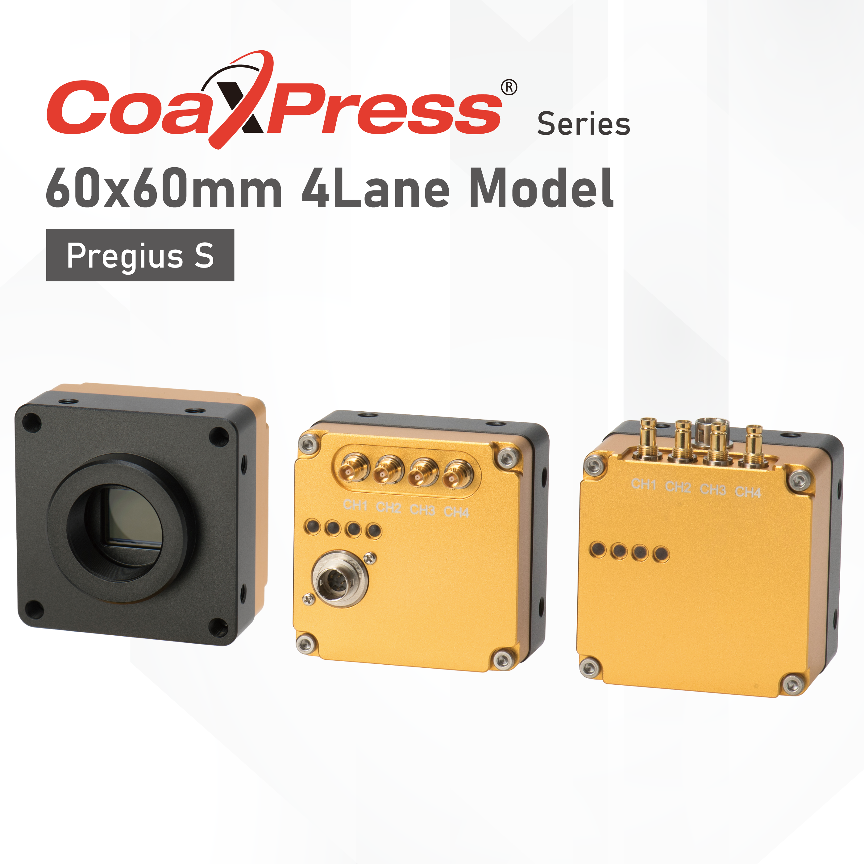60mm角　4Lane CoaXPressエリアスキャンカメラ