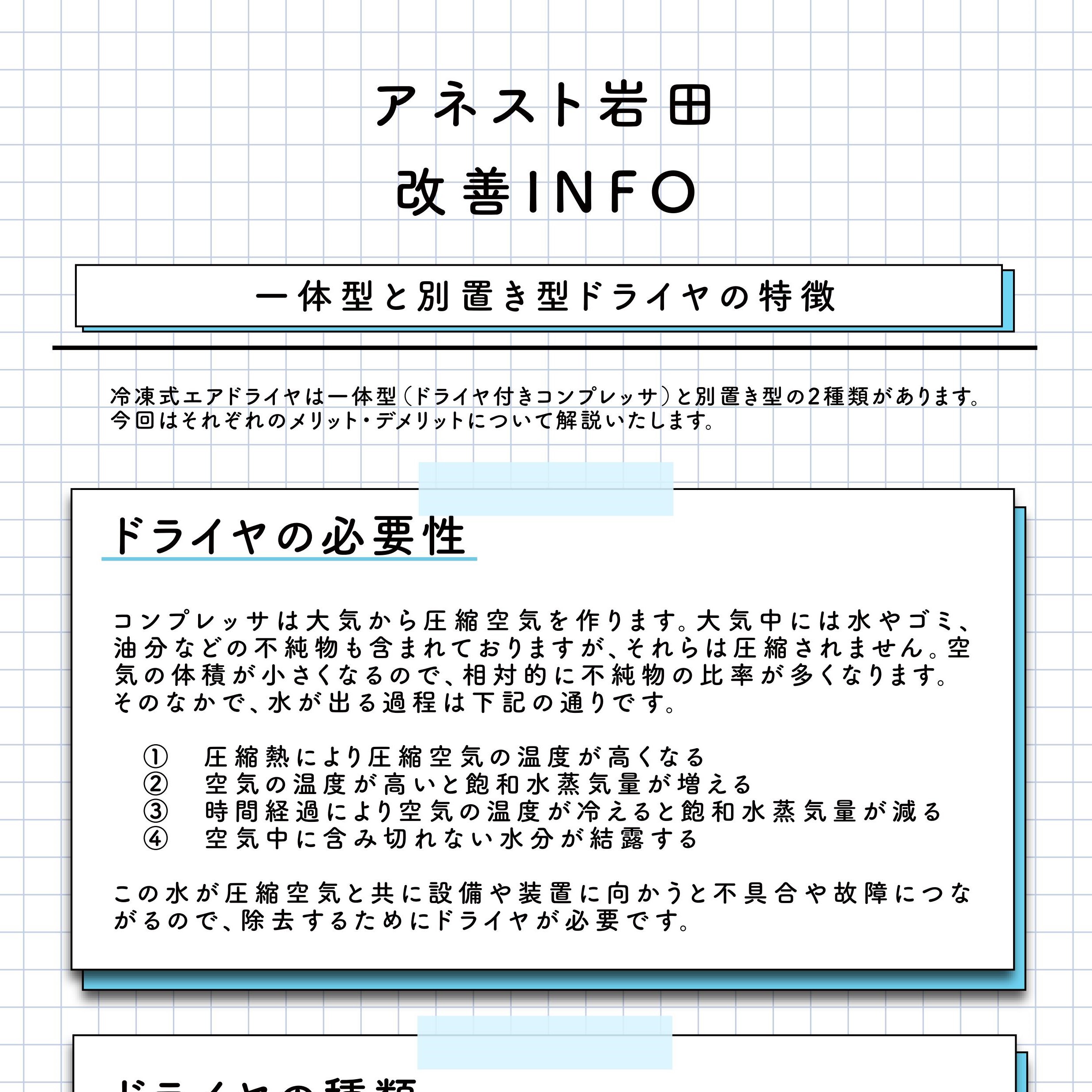 一体型と別置き型エアドライヤの特徴【改善INFO】 | アネスト岩田