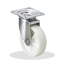 Stainless steel caster with swivel (JS) fittings.