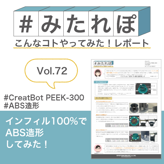 みたれぽ[72]インフィル100%でABS造形してみた！