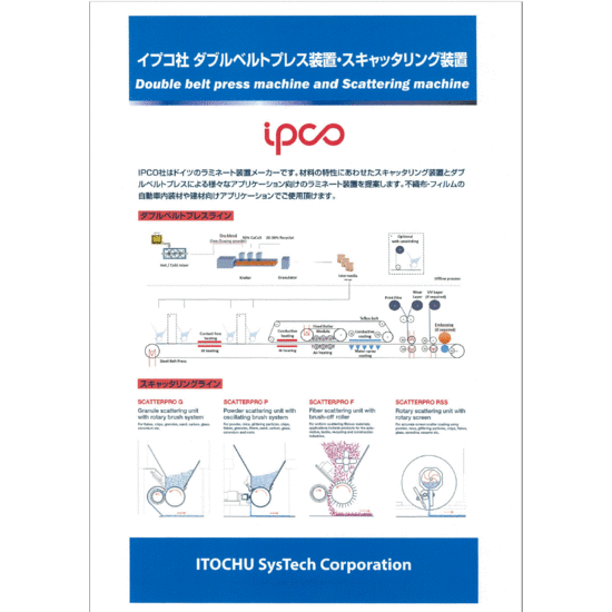 IPCO社 ダブルベルトプレス装置及びスキャッタリング装置 伊藤忠マシン